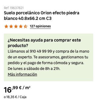 Suelo porcelánico Orion efecto piedra blanco 27 m2