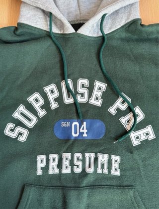 Sudadera verde y gris con estampado