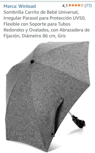 Sombrilla para carrito de bebé gris