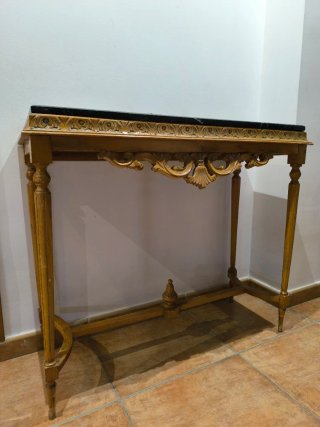 Mesa consola antigua mármol y madera