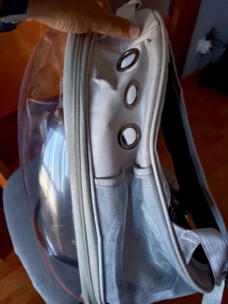Mochila transportín para gatos transparente