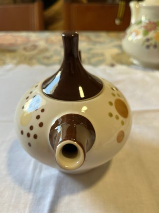Tetera individual lunares marrón porcelana