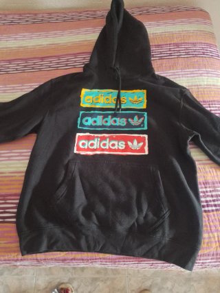 Sudadera Adidas Original Negra Multicolor