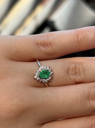 Anillo Plata compromiso Esmeralda Colombiana