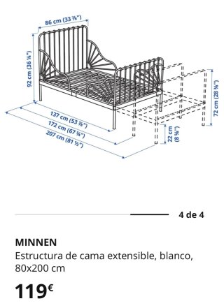 Cama extensible Minnen Ikea Blanca