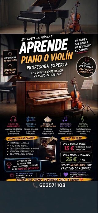 Aprende clases de violin o piano desde cero! .