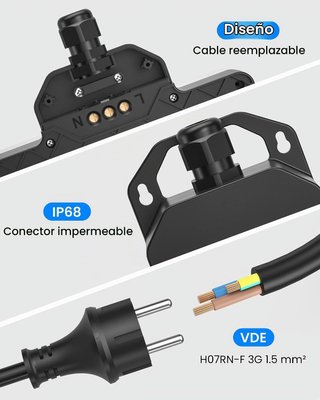 Regleta exterior cable reemplazable y protección