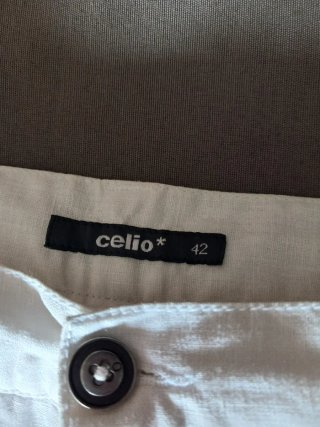 Pantalón corto caballero blanco algodón lino