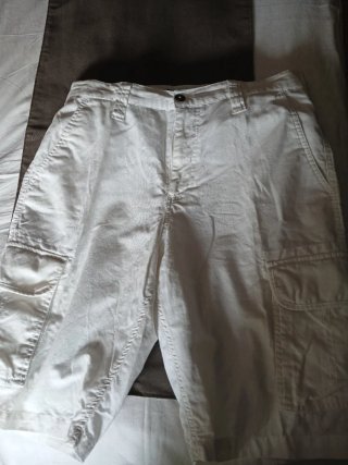Pantalón corto caballero blanco algodón lino