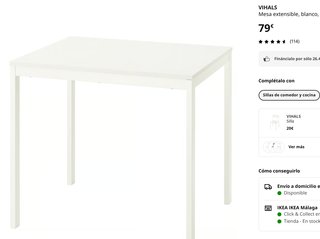 Mesa extensible IKEA VIHALS blanca – COMO NUEVA