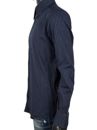 Dolce Gabbana Camicia Uomo 40 M\L Cotone Blu Righe