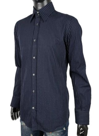 Dolce Gabbana Camicia Uomo 40 M\L Cotone Blu Righe