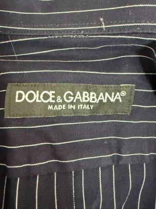 Dolce Gabbana Camicia Uomo 40 M\L Cotone Blu Righe