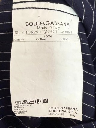 Dolce Gabbana Camicia Uomo 40 M\L Cotone Blu Righe