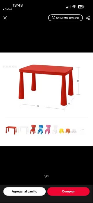 Tavolo per Bambini Ikea Mammut Rosso