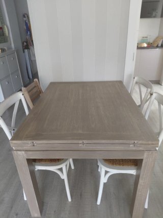 Mesa extensible de comedor de madera maciza+sillas