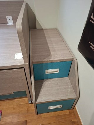 Cama nido juvenil con escalera y cajones