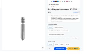 2 Agujas 0.25mm + 1 Aguja 0.4mm Anycubic Kobra X