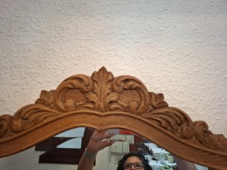 Consola de entrada con espejo madera de castaño