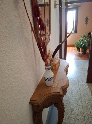 Consola de entrada con espejo madera de castaño