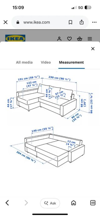 Sofá Cama Gris Ikea