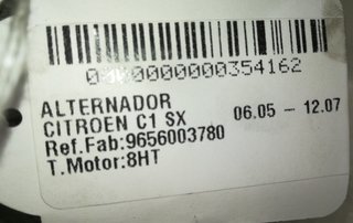 Alternador citroen 9656003780 c1 1.4 hdi 354162