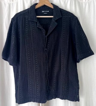 Camisa Zara Talla S Negra/Azul Oscuro