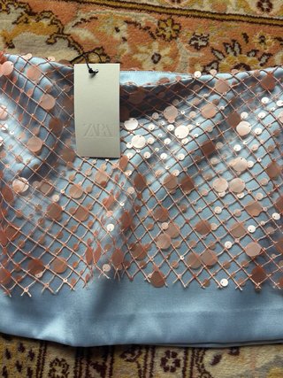 Falda Zara lentejuelas azul