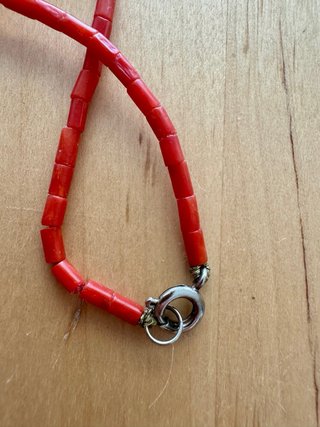 Colgante/Broche Camafeo Vintage Coral Rojo y Plata