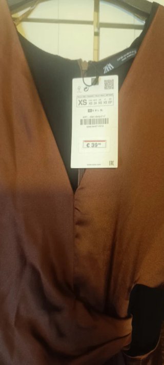 Vestido largo fiesta Zara marrón XS satinado