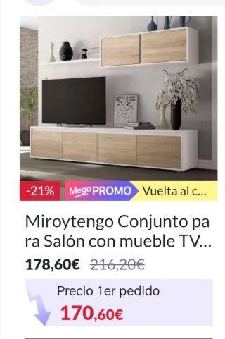 Mueble TV Miroytengo Blanco y Madera