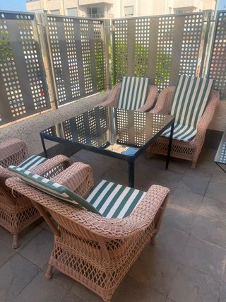 Juego Terraza 4 Sillones + Mesa Ratán Cristal