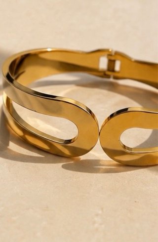 Brazalete Acero Inoxidable Ajustable Dorado