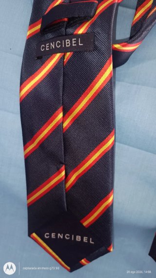 Corbata de rayas azul y roja