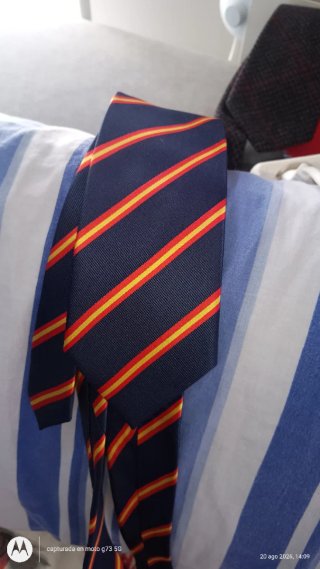 Corbata de rayas azul y roja