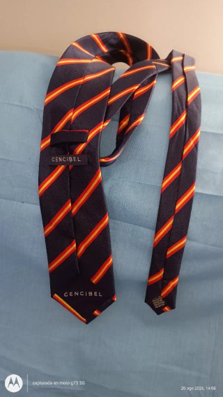 Corbata de rayas azul y roja