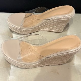 Sandalias cuña esparto transparentes