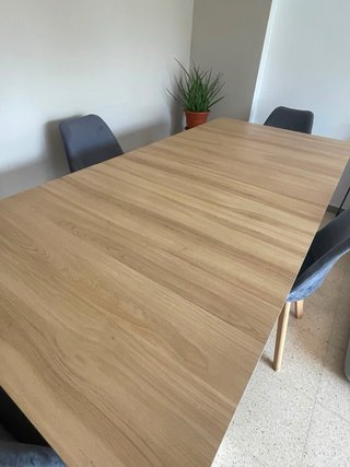 Mesa de comedor extensible madera y blanco