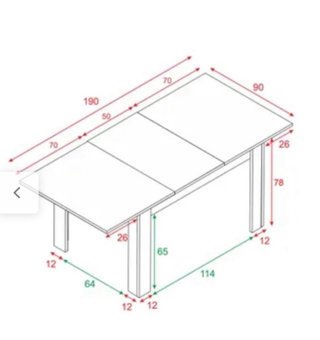 Mesa de comedor extensible madera y blanco