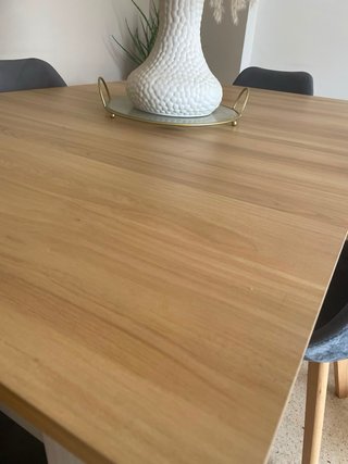 Mesa de comedor extensible madera y blanco