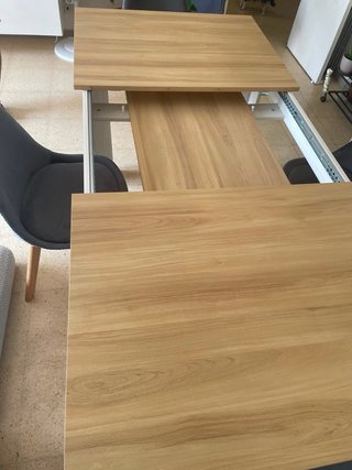Mesa de comedor extensible madera y blanco