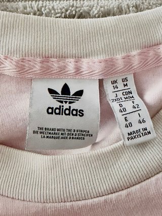 Camiseta Adidas Talla M Rosa Rayas Blancas