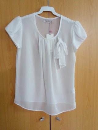 Blusa blanca mujer manga corta talla 38