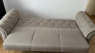 Sofá Cama Beige con Almacenamiento
