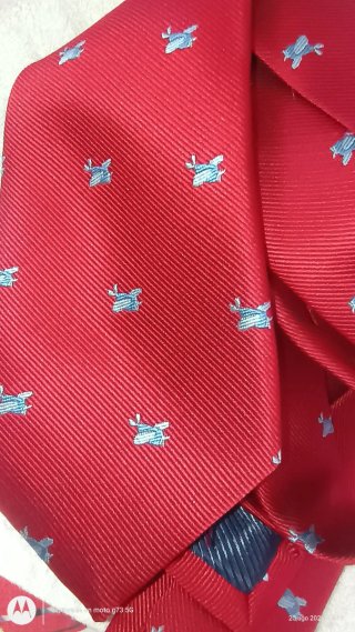 Corbata roja con aviones azules