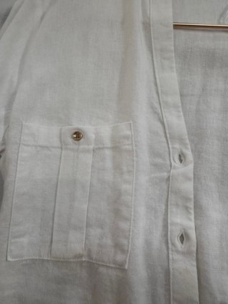 Camisa Zara Lino Blanca Manga Larga