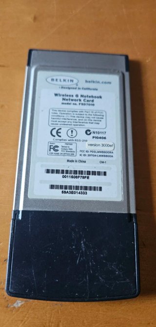 Tarjeta Red WiFi Belkin PCMCIA 54 Mbps