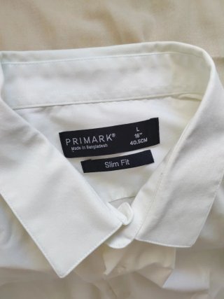 Camisa Slim Fit Primark Blanca Talla L