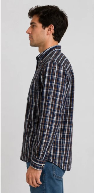 Camisa XL.Tex Hombre Cuadros Azul/Marrón