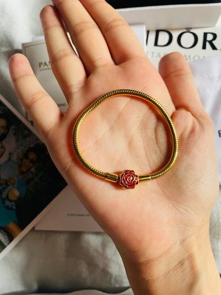 Pulsera Pandora oro y rosa